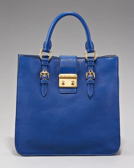 miu miu pebbled leather shopper|Miu Miu Leather Shopper, Cobalt Blue.